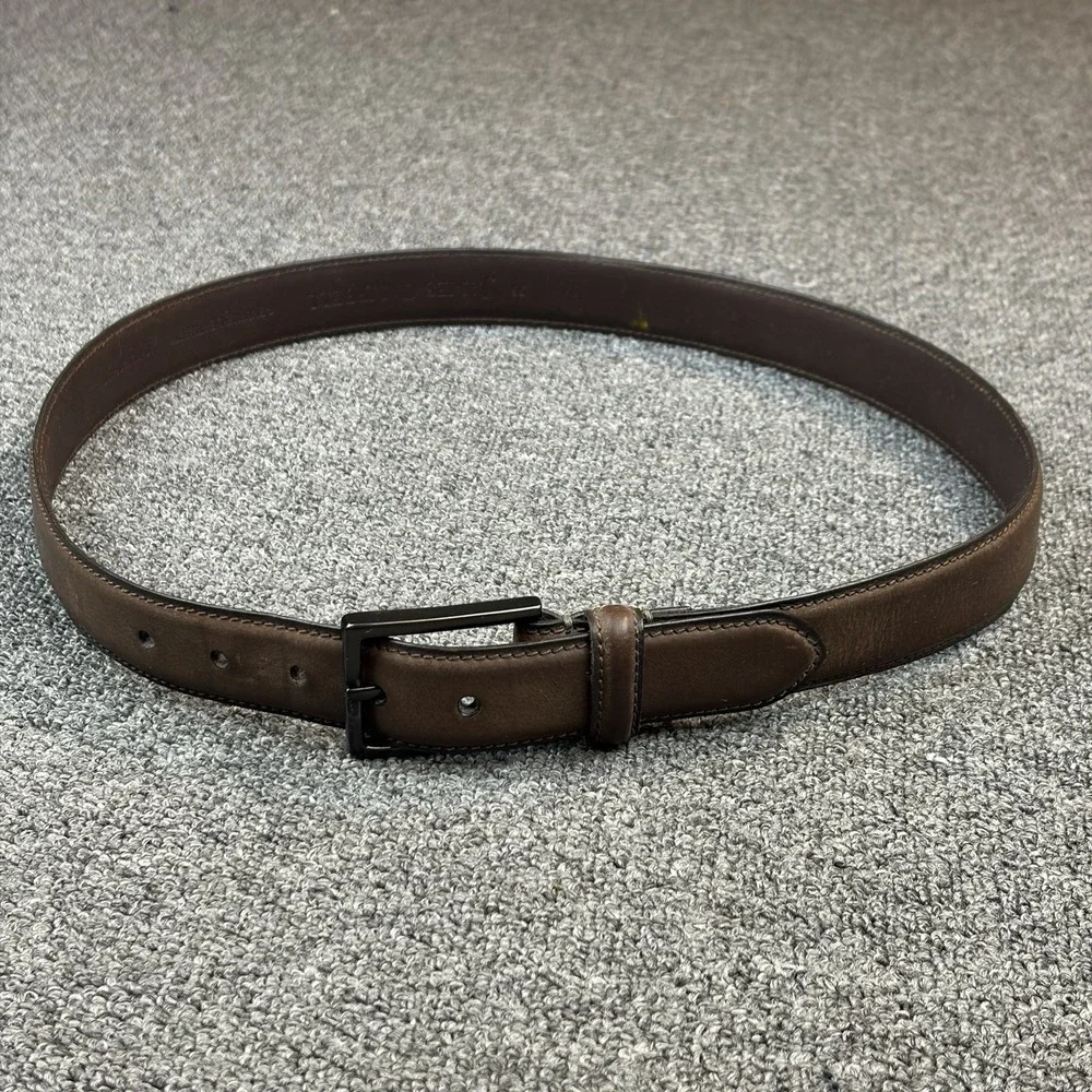 James Campbell Brown Genuine Leather Belt Size 36 Dark Brown Gunmetal Buckle